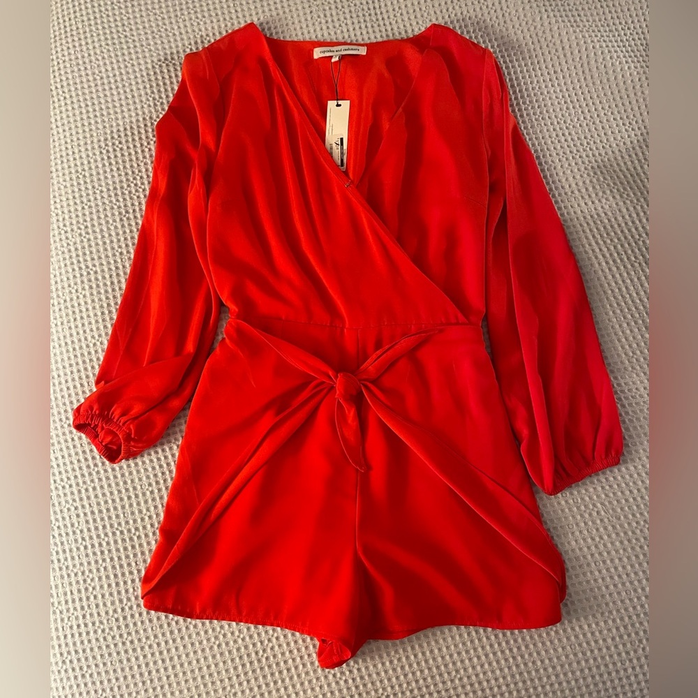 Vibrant Orange / Red Long Sleeve Romper